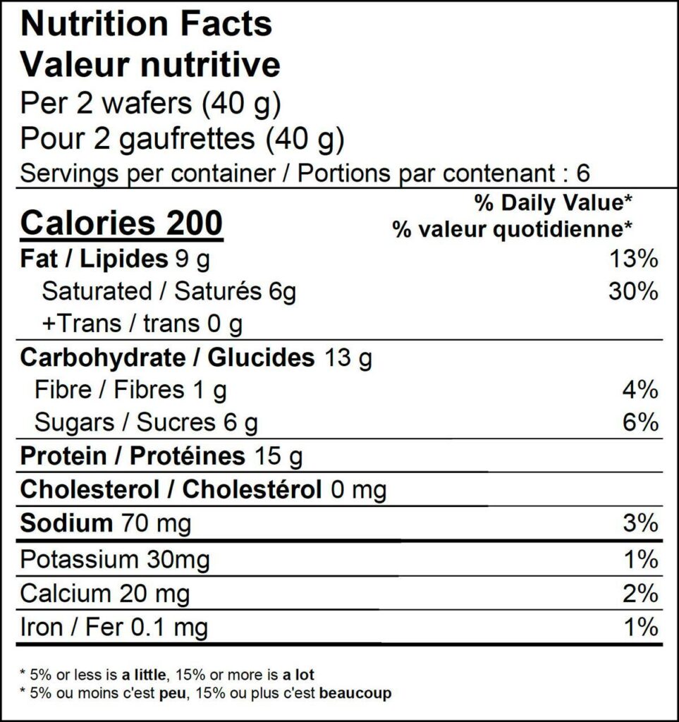 Proti-Square® Wafers Vanilla Nutritional Facts