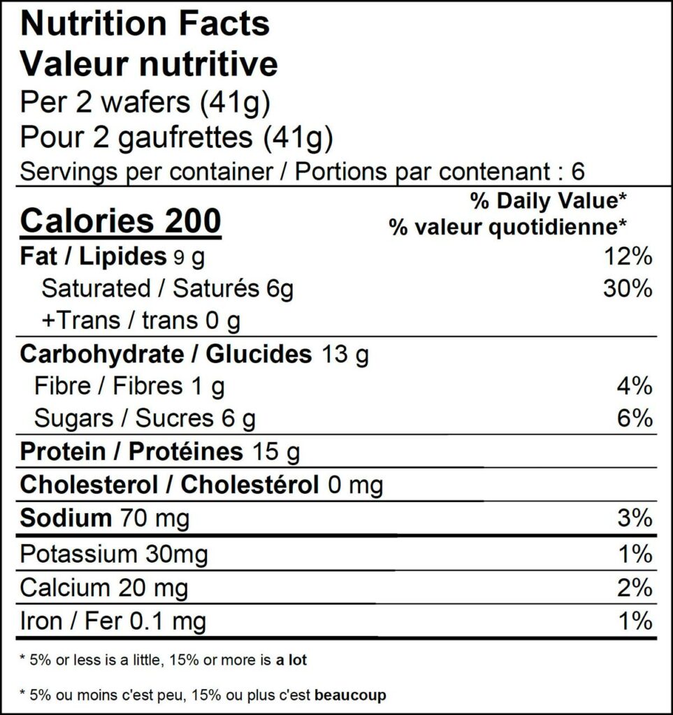 Proti-Square® Wafers Raspberry Nutritional Facts